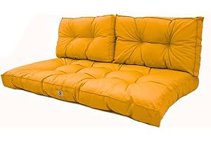 deco arts Coussins pour Salon de Jardin - Coussins extérieur - 100x50 cm - Coussin de Remplacement pour Fauteuil, Banc & Chaise d'extérieur - Imperméable, Confortable & capitonné - Jaune