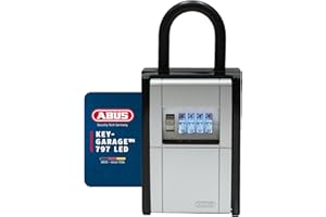ABUS KeyGarage 797 LED - Caja para llaves con soporte para fijación (rodillos numéricos iluminados, para llaves u objetos de valor pequeños, color negro y plateado)