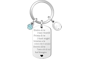 SUONIE Inpirazione Portachiavi Regalo,Argento 26 Lettera A-Z Inglese Initial Pendente Portachiavi Per Le Donne Uomini Unisex Figlia Figlio Sorelle Amici Amante Compleanno Natale Laurea