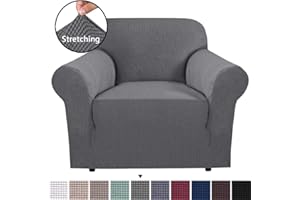 BellaHills Super Stretch Sofa Covers Couch Covers Sofa Slipcovers Furniture Protector for Sofas/Kids/Pets | Form Fitted Jacquard with Elastic Bottom, Thick Soft Non Slip (1 Seater, Charcoal Gray)