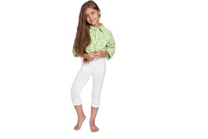 SOFTSAIL Girls' 3/4-Length Capri Trousers Made of Cotton Children's Sports Trousers Dance Trousers Breathable Soft Elastic Sports