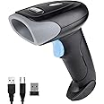 TERRIFI Wireless Barcode Scanner 1D/2D/QR Code Scanner, Handheld Laser Bar Code Reader 3-in-1 with Bluetooth & 2.4G Wireless & USB Wired, 100m Transmission Distance, Shock Dust Proof Hands Free