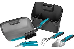 Set da Balcone Gardena City Gardening: Cassetta con Paletta di Raccolta e Kit da 4 Pezzi, Trapiantatore Stretto, Ragno, Forbici e Scopino (8970-20)