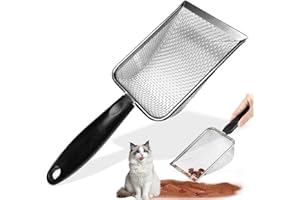 WIRZUL Paletta Lettiera Gatto Paletta per Lettiera per Gatti in Metallo Paletta per Lettiera Gatto con Manico in plastica per Lettiere per Gatti（argento）