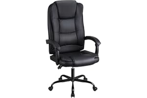 T-THREE.High-back ergonomic office swivel chair, executive seat with tilt function, PU leather gaming chair, supports up to 150kg(Black)