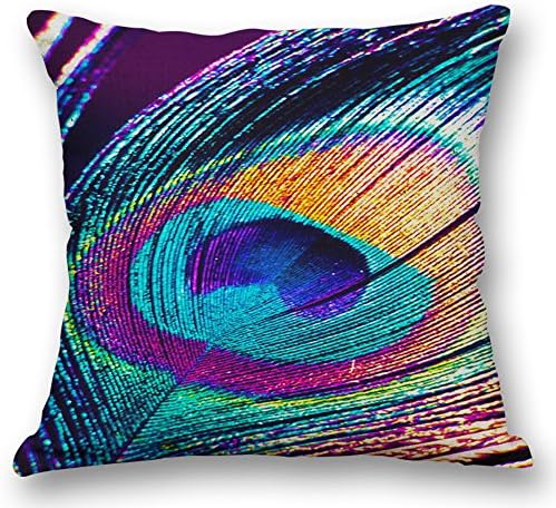 Vesub Peacock Print Pattern Embossed Decorative 18 x 18 Inches Throw Pillow Case Cushion Covers (1 PC, 2)