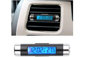 TOTMOX Car Electronic Clock Thermomètre 2en1-Lumineux, Rétro-éclairage Clip-on Clock 2 Automotive Digital AU Monitor Car in1 Thermometer LCD