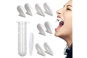XJWZGM 4 Paar Vampir Zähne Set, Vampire Teeth Wiederverwendbar für Halloween, Requisite mit 1 Tube Zahnpellets, Klebstoff, Kunstharz-Kunstgebiss für Halloween Partys und Cosplay-Veranstaltungen 13/15 mm