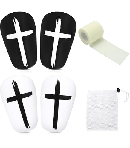 2 Paires De Protège-tibias Football Chrétiens - 8x5,5 Cm, Avec Croix Et Verset Biblique, Pour Enfants Et Adultes