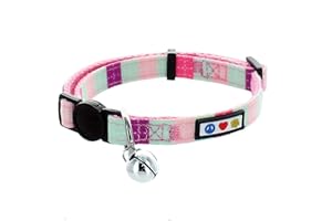 Pawtitas Collar de Gato Multicolor con Hebilla de Seguridad Collar de Gato con Campana Desmontable Collar de Gatito Turquesa/Rosa/Purpura Collar de Gato
