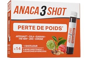 Anaca 3 - Shot Perte De Poids - Complément Alimentaire - Favorise La Perte De Poids(1) - Artichaut, Guarana, Plantes & Minéraux - Programme Minceur 14 Jours - 1 Shot/Jour - Fabriqué En France - 350Ml