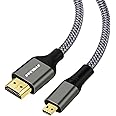 SOEYBAE 4K Micro HDMI to HDMI Cable 1M, Support 3D 4K/60Hz 1080p HDMI to Micro HDMI Nylon Braided Cord,Compatible with Laptop Camera Monito