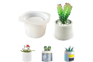 YOOLHAMY Moldes de fundición para hormigón, molde de silicona para macetas, resina epoxi, moldes de silicona para hormigón, molde de silicona para jarrón, molde de fundición para macetas, flores y plantas (F)