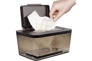 Umtiti Upgrade Large Size Wipes Dispenser, Large Capacity Wipes/Tissue Case with Moisture Seal Secure Lid with Non-Slip Rubber Feet Keeps Wipes Fresh, Dustproof Wipes Holder (Brown-L)