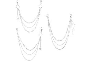 HPMJZ 3 Pcs Punk Pants Chain Jean Belt Pocket Chains Trouser Chain Goth Stylish Punk Belt Layered Jeans Chains Vintage Rock Hip Hop WalletChain for Women Men Christmas Clothing Accessories