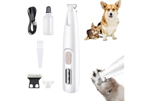 JIMACRO Trymer do pielęgnacji łap, wodoodporny trymer do strzyżenia łap, z oświetleniem LED, niski poziom hałasu, golarka dla zwierząt domowych dla kotów