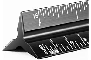 DUTTY Architectural Scale Ruler, Imperial Measurements 12'', Laser-Etched Aluminum Architect Triangular Ruler Black for Architects, Students, Draftsman, and Engineers