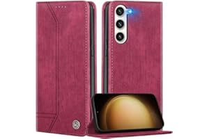 FMPCUON Funda para Samsung Galaxy S24 Plus,Funda Libro Suave Samsung Galaxy S24 Plus Funda con Tapa,Cubre PU Cuero Carcasa Magnético Caso Cartera Móvil Case para Samsung Galaxy S24 Plus,Vino Tinto