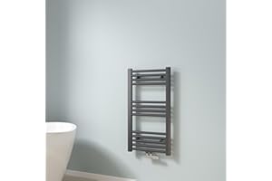 EMKE Toallero Baño Radiador, 75 x 40 cm, Tubo Redondo, Antracita, secador de Toallas con conexión Central, radiador secador de Toallas de Agua Caliente
