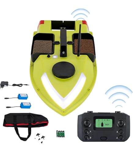 GPS Bateau Amorceur Peche RC Telecommande Sans Fil avec 3 Contenants Amorce - 600m RC GPS Bateau Peche - Sport