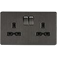 Knightsbridge Screwless 13A 2G DP switched socket,Smoked Bronze