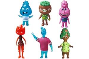 OBLRXM Elemental - Set Personaggi alla Scoperta di Element City, Wade, Ember e Clod, Pixar Elemental Figurine, 6 Figures snodate ispirate al Film, Alte da 8 a 9 cm, Giocattolo per Bambini, 3+ Anni