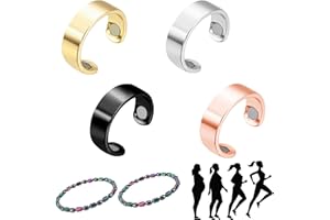 KBJUH Lymphdrainage Ring Magnetring 4 Stück Fußkettchen Magnetisches Magnetarmband Lymphdrainage 2 Stück Therapeutischer Magnetring Kupfer Magnet Ringe Öffnung Verstellbar für Verbesserung Anti-Ermüdungs