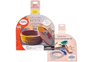 CRAFT COUNTY Santa Fe Container 1/4 Inch (6.35 mm) Coiling Cord Basketry Kit - 30 Feet (9.1 Meters) in Length, 176 Yards (160.9 Meters) of Acrylic Yarn, Plastic Needle