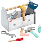 Fisher-Price, 3 yaş ve &uuml;zeri &ccedil;ocuklar i&ccedil;in 9 ahşap par&ccedil;adan oluşan Ahşap Tamir Kutusu ve oyuncak matkap, HYG50