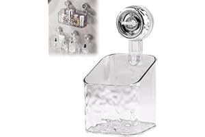 ASHOPFUN Mensola a ventosa, in stile leggero, con motivo ghiacciaio, mensola per doccia con ventosa, organizer per sapone per doccia, portaoggetti angolare per doccia, ripiani per doccia con ventosa