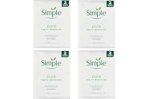 ZAIZAH Simple Pure Soap 4 x Twin Packs Each Pack 2 Bars 100 G, Pure & Gentle Soap Bar for sensitive - Natural Cleansing for Soft and Healthy Skin, Total (8-Bars)
