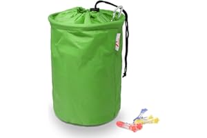 Amazy XXL Wäscheklammerbeutel – Extra-robuster Klammerbeutel mit Karabinerhaken zur Aufbewahrung von bis zu 200 Wäscheklammern für drinnen und draußen (Grün | 30 x 20 cm)