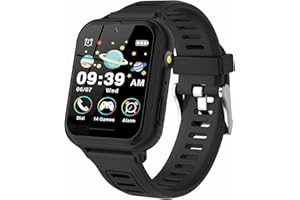 GLKYSOE Montre Connectée Enfant Garçons Filles, Montre Intelligente Enfant avec SOS Appeler,14 Jeux HD Caméra & Lecteur Vidéo Musique Torche, Cadeaux pour Enfants 3-12ans (Noir)