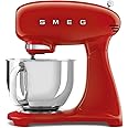 Smeg SMF03RDUK Full Colour Stand Mixer, Retro 50's Style with 4.8L Stainless Steel Bowl, Safety Lock, 10 Variable Speeds, 800W, Red