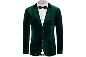PaulJones Mens Blazer Velvet Jacket Christmas Blazer Two Button Suit Tuxedo Jacket