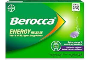 Berocca Vitamin C Effervescent Tablets - Including B Vitamins, Magnesium, Calcium & Zinc - Support Energy Release & Immune System - 45 Tablets - Blackcurrant Flavour