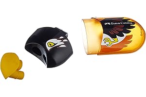 Faber-Castell 384465 Temperówka Z Gumką Do Ścierania W Zestawie, Podwójna, Wielokolorowa