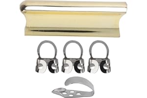 LIEBEWH Guitare Slide Bar Stick Picks Acier Inoxydable Métal Antirouille Accessoires Instrument Solide avec 4 Picks pour Lap Steel Guitar(or)