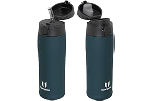 Super Sparrow Gourde Isotherme - INOX Bouteille Isotherme - 500ml - Mug Isotherme Étanche - Gourde Enfant sans BPA - Comprend 2 Couvercles avec Paille et Couvercle Sport