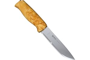 Helle 166113 - Coltello da Caccia 44G, Acciaio Sandvi e Legno di Betulla, Fodera in Pelle