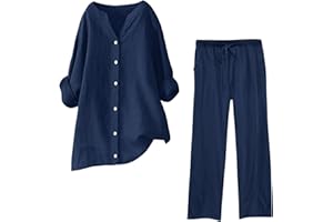 GENÉRICO Pantalones De Vestir Mujer - Top Conjuntos Dos Piezas Mujer Pantalon Chandal Mujer Conjunto Pantalon Y Blusa Mujer Elegante Ropa Casual Mujer Pantalones De Vestir Mujer Lino 3#