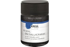 Kreul 77585 - Acrylique Métallique, 50 ml verre en noir métallique, peinture acrylique glamour à effet métallique à base d'eau, couvrant comme une crème, séchage rapide et résistant à l'eau