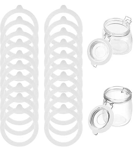 TAKONE Rubberen ringen voor inmaakpotten, 12 stuks, siliconen inmaakringen, wit en oranje, 94 x 108 mm, lekvrije weckrubber, reserveafdichtingen voor weckpotten en deksels