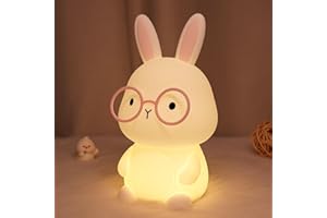 YuanDian Bunny Night Light with 8 Color Lights, Gift for Adults Teens and Babies, Decorate Kids' Bedroom with Cute Silicone Rabbit Nightlights, Animal Lamp Gift for Children and Toddlers