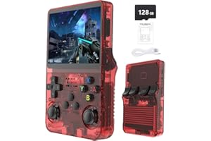 Gziztx Console di gioco portatile retrò R36S: oltre 21.000 giochi classici, schermo IPS da 3,5", memoria da 64 GB/128 GB, dispositivo di gioco portatile Linux (128G-Rosso)