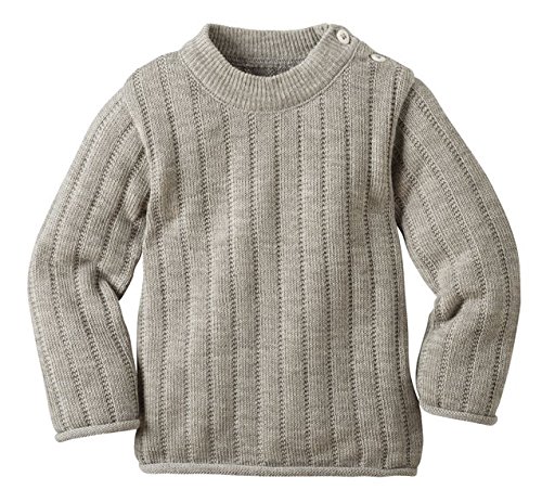 Organic Merino Wool Lightweight Jumper-Grey-98/104 3-4years