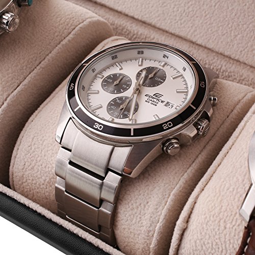 Uhrenbox Leder für 3 Uhren Uhrenkoffer Uhrenkasten Schwarz Uhren Schatulle Armbanduhr Box - 4