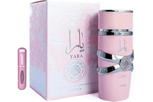 RESAES RESISTANT AND AESTHETIC Perfume Yara Original 100ML, Perfume Árabe para Mujer de Larga Duración, Eau da Parfum Importado desde Dubái, Incluye Atomizador Recargable 5ML, Fragancia Floral y Dulce (Yara)