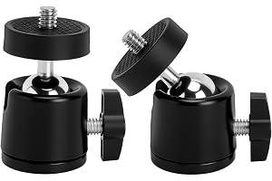 2-pack stativ med kulled, 360° vridbar kulled med 1/4-tums gänga, kameraadapter, 90° lutningsbar för DSLR-fäste, stativ, mobi