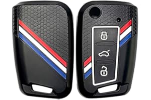 Berfea Pokrowiec na klucze pokrowiec na pilot silikonowy pokrowiec ochronny uchwyt na klucze akcesoria kompatybilne z VW Volkswagen Polo GOLF 7 Mk7 Tiguan Seat Skoda kluczyk samochodowy